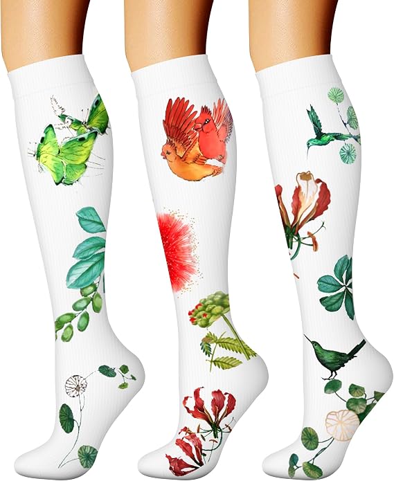 CHARMKING Compression Socks for Women & Men Circulation (3 Pairs) 15-20 mmHg is Best Support for Athletic Running Cycling