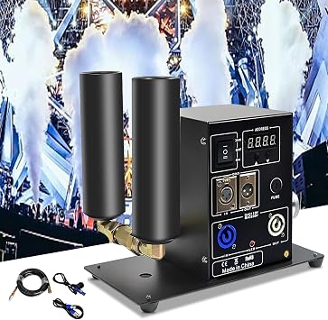 2Head CO2 Fog Machine, Dual Head Smoke Cannon with LCD Display, Digital CO2 Jet Machine with 6m Hose, DMX512 Control, 19.6-26.2 ft High, for DJ Concerts Parties Birthday Wedding