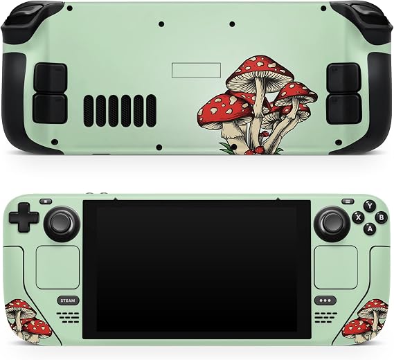 TACKY DESIGN Mushroom Skin Compatible with Steam Deck - LCD & OLED, Green, Kawaii Anime Premium 3M Vinyl Decal, Full Wrap Cover