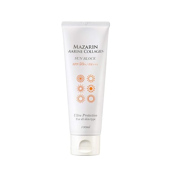 Mazarin Marine Collagen Sun Screen SPF50+ PA+++ Big Size 100ml For All Skin Type/3 IN 1(Brightening+Anti-Wrinkle+Sun Screen)/Made In Korea