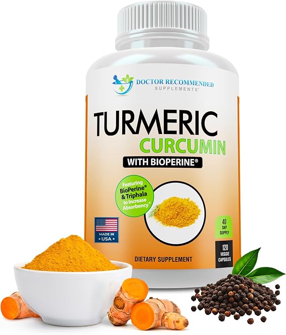 Turmeric Curcumin - 2250mg/d - Veggie Caps - 95% Curcuminoids with Black Pepper Extract (Bioperine) - 750mg Capsules - 100% Organic - Most Powerful Turmeric Supplement with Triphala (120 Count)