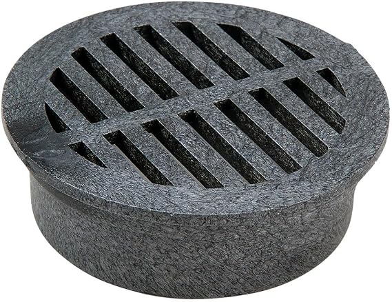 NDS 11, 4 in. Round Grate Drain Cover, Connects to 4 Inch Drain Pipes & Fittings, for Small Lawns, Landscaping and Patios, Black Plastic