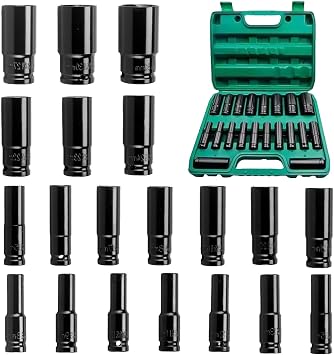 3/8 Impact Socket Set Deep Impact Socket Set Sleek Black Chrome Finish for Ultimate Durability and Performance Impact Sockets Professional 3/8 Socket Set Juego de Dados Herramientas Ju