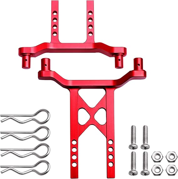 Metal Aluminum Front & Rear Body Mounts Posts for 1/18 Traxxas LaTrax Teton SST, Replace Parts 7615 (Red)