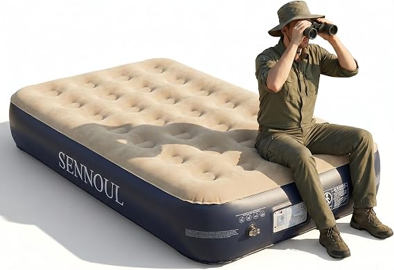 SENNOUL Air Mattress Twin with Built in Pump - 2 Mins Quick Self Inflatable,13"/550lbs Max Blow Up Bed, All Night Stability No Lost Air,No Peculiar Smell for Camping,Home,Guests & Portable Travel