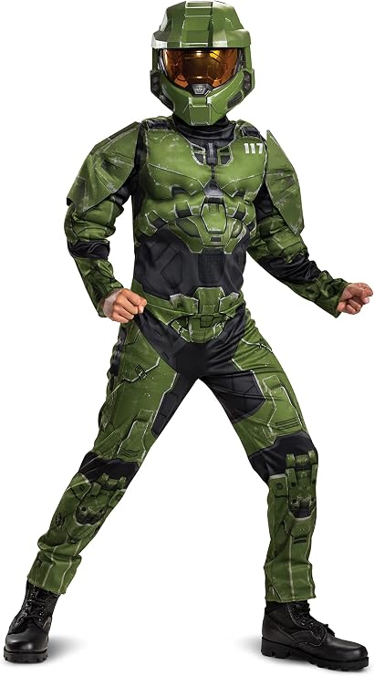 Halo Infinite Master Chief コスチューム キッズサイズ マッスルパッド入り ビデオゲームにインスパイアされたキャラクタージャンプスーツ