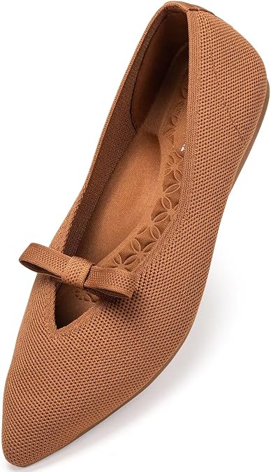 Frank Mully Women's Flats with Bow Slip on Ballet Shoes Soft Fabric Ballerina Dressy Flats for Women