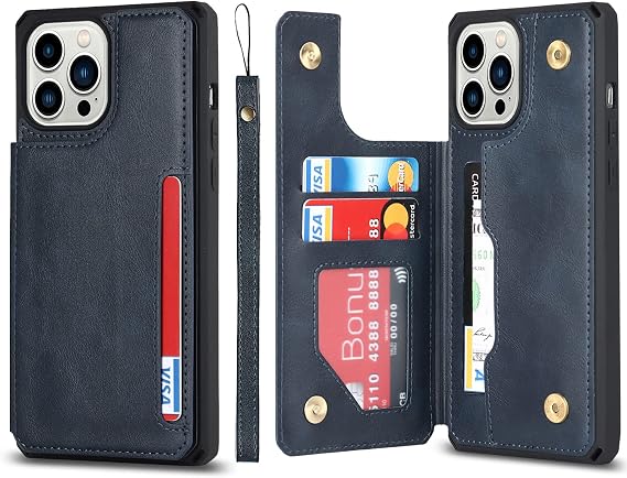 Cavor for iPhone 11 Pro Max Wallet Case with Card Holder, Blue