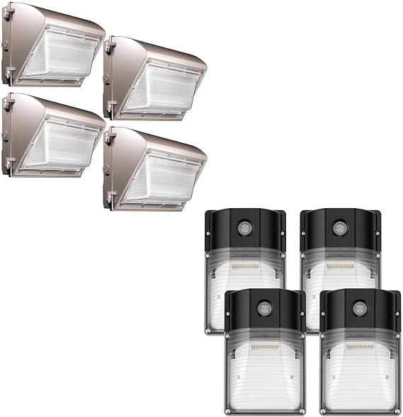 60W 7800LM LED Wall Pack Light with Dusk to Dawn 4 Pack & 30W 3600LM LED Wall Pack Light with Dusk to Dawn 4 Pack