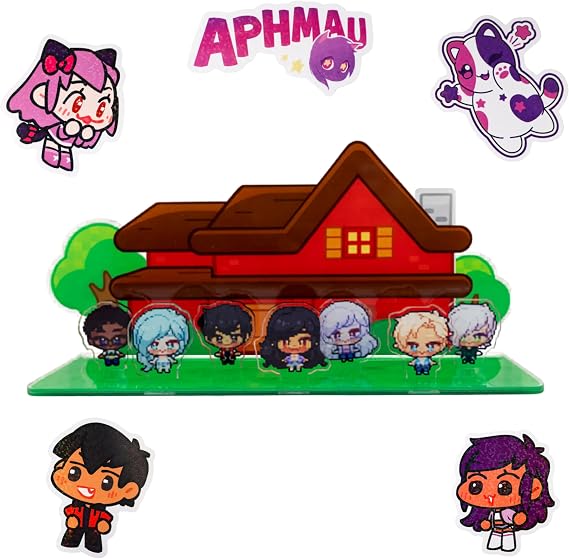 Aphmau Aphmeow Aarons House Pixel Acrylic Character Standee & Sticker Pack Bundle - Officially Licensed Merch from YouTube Gaming Channel