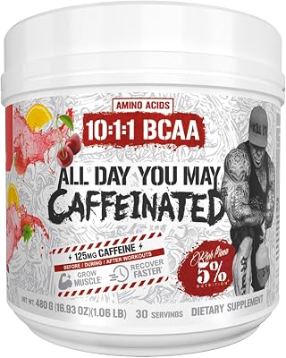 5% Nutrition Rich Piana AllDayYouMay Caffeinated BCAA Energy Powder | Premium Pre Workout Amino Energy & Electrolytes | Hydration, Endurance & Recovery | 16.08 oz, 25 Servings Fruit Punch