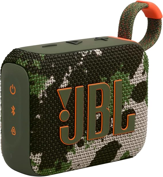JBL GO 4 Ultra-Portable Bluetooth Speaker with Big JBL Pro Sound and Punchy Bass, PlaytimeBoost, Waterproof Design and 7-Hour Playtime, Camo | Big Pro Sound and Punchy Bass, PlaytimeBoost, Waterproof Design and 7-Hour Playtime