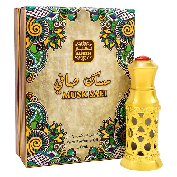 NASEEM Musk Safi Concentrated Perfume Oil Alcohol Free with composition of Musk Amber Sandalwood Long Lasting Arabian Fragrance Oil for Men & Women 0.20 Fl Oz