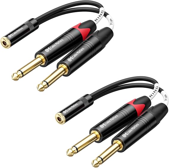 Cable Matters 2-Pack Dual 1/4 to 3.5mm Female Splitter Cable, 6 Inches