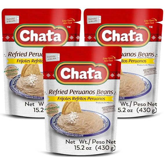 Chata Refried Mayocoba Beans, Frijoles Peruanos, 15.2 oz (3 Pack)