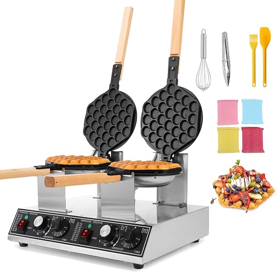 Dyna-Living Bubble Waffle Maker Commercial Double-head Egg Puff Machine