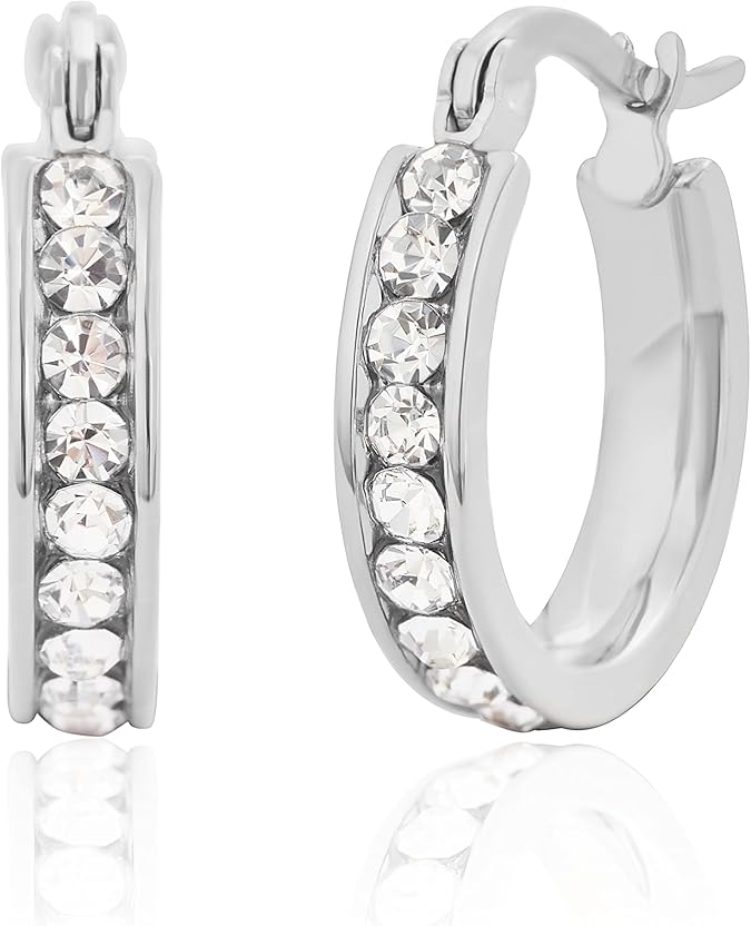 Women Cubic Zirconia Hoops Earrings