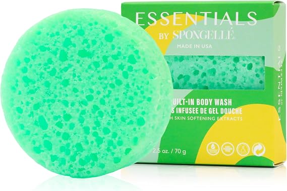 Spongelle Verbena Essentials Body Buffer | Bath & Shower Loofah for Women | Cleanse, Exfoliate, and Nourish in one Easy Step | Cruelty-Free, Vegan, Dermatologist-Tested, Made in USA