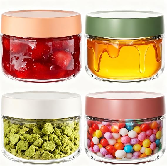 4 Pack 10 OZ Overnight Oats Jar, 300ml Glass Mason Jar with Lids, Glass Jars for Overnight Oats Salad Jar Fruit Yogurt Pudding Chutney Jam Spice