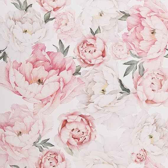 Floral Wallpaper Peel and Stick Wallpaper Watercolor Self Adhesive Removable Wallpaper Vinyl Contact Paper for Decorative Bedroom Home Wall (17.7"x118.1")