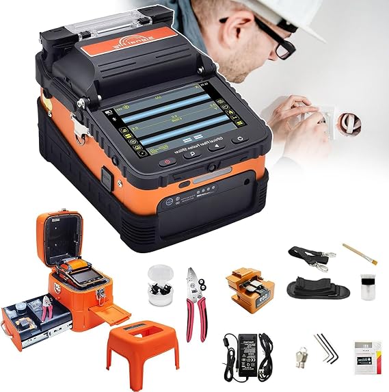 ddingsmafosee Portable Fusion Splicer,FTTH Fiber Optical Welding Splicing Machine,Continuous Splicing & Heating About 160 Times,for Fiber-to-The-Home/Communication Engineering/Power Optical Cables