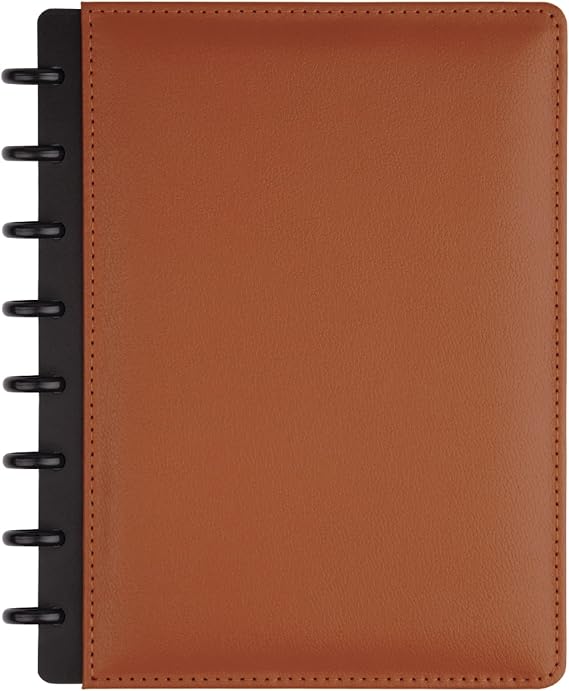 TUL Custom Memo System Disc Bound Notebook, Junior Size, Leather Cover, Brown