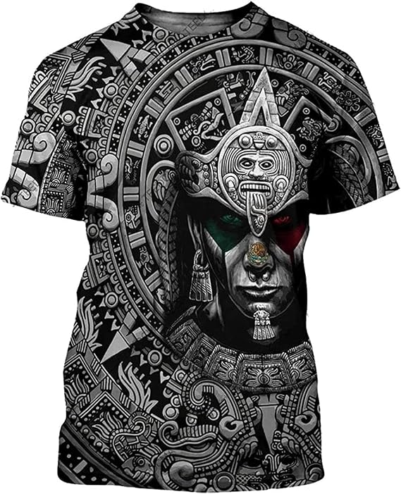 FAYBA Aztec Mexican Shirts Short Sleeves Summer Mexico Shirt Mexico Jersey Unisex 3D Shirts