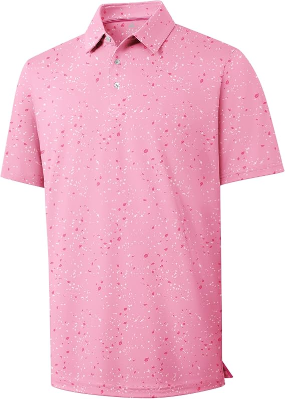 ZITY Men's Golf Polo Shirt Short Sleeve Performance Moisture Wicking Collared Print Shirt for Golf and Casual Wear