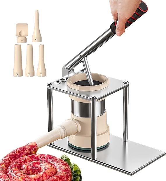 sausage machine sausage maker sausage filler sausage filler colon filler vertical vertical design manual meat crusher efficient handmade meat filling sausage kit hot dog sausage handmade tools stainless steel with filling tube for use and easy cleaning home commercial cooking tools