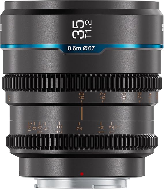 SIRUI Night Walker 35mm S35 Manual Focus Cine Lens, T1.2 Large Aperture Lens for E Mount Cameras, FX30, ZVE-10, A6500, A6600 (MS35E-G, Metal Grey)