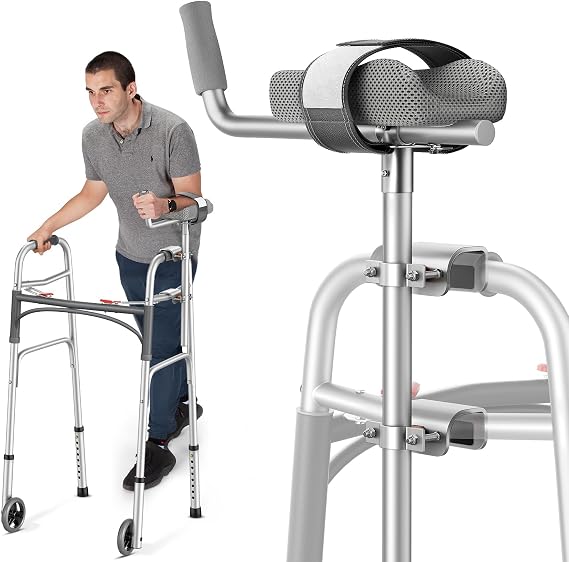Adjustable Walker Platform Attachment with Padded Armrests | Compatible with Most 2-Button Walker Frames, Improves Upper-Body Support & Comfort, Lightweight Accessory