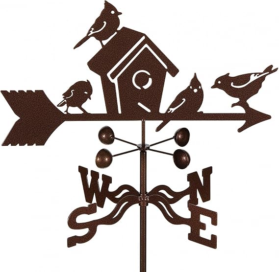 EZ Vane Steel Birdhouse Weathervane 80 Height, Includes Metal Garden Mount, Wind Cups & Brackets | Hand-Crafted and Family-Owned, Made in The USA with Triple Powder Coating, Limited