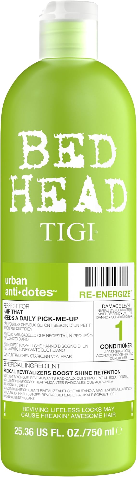Bed Head by TIGI Urban Antidotes Re-Energise Conditioner, 750ml | Hydrating Conditioner for All Hair Types, Colour-Safe, Detangles & Adds Shine