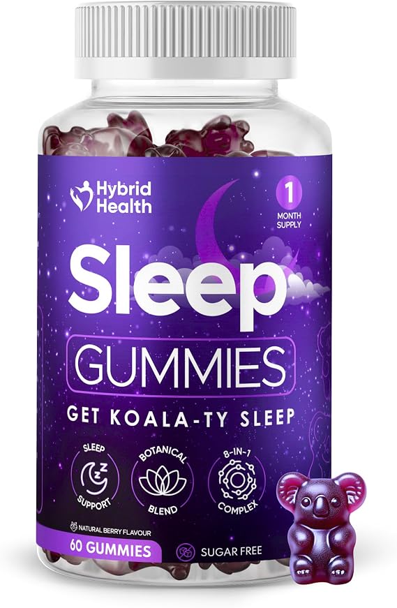 Sugar-Free Sleep Gummies x 60 – Sleep Aid 8-in-1 Formula with Ashwagandha, L Theanine, Magnesium & More, High Strength Natural Berry Flavoured, Get Koala-Ty Sleep, 60 Gummies