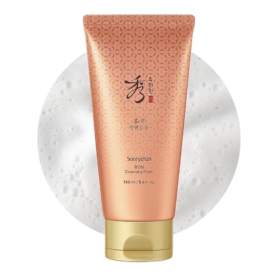 Sooryehan Bon Cleansing Foam (5.4fl oz) - Korean Skincare Herbal Ginseng Cleanser for Hydration & vitality, Reduces Tightness & Dullness. with Jinseng SoapberryTM & Ginseng Bonchodan