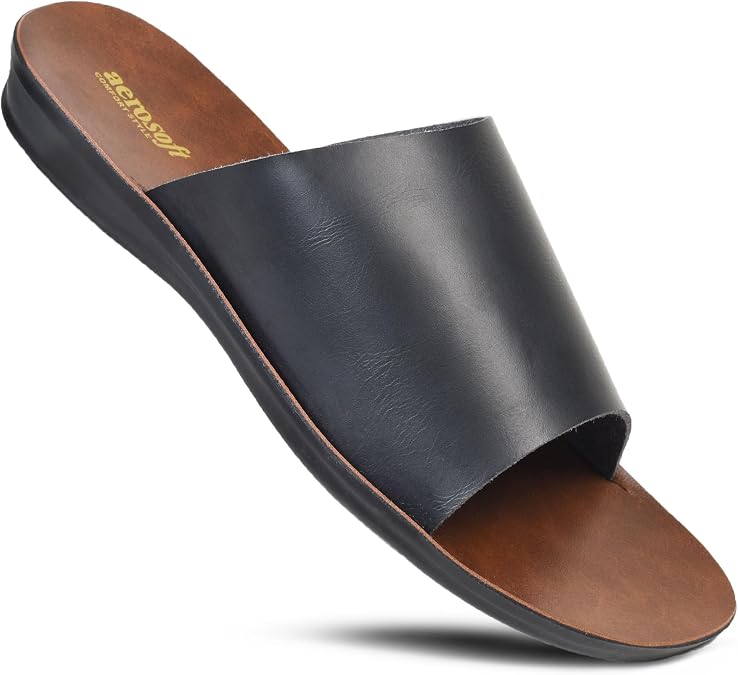 Aerosoft Womens Slides Slip On Comfort Slipper for Women Summer Yoga Mat Walking Ladies Flat Sandals Dressy Non Slip Footbed Beach Sandalias De Mujer