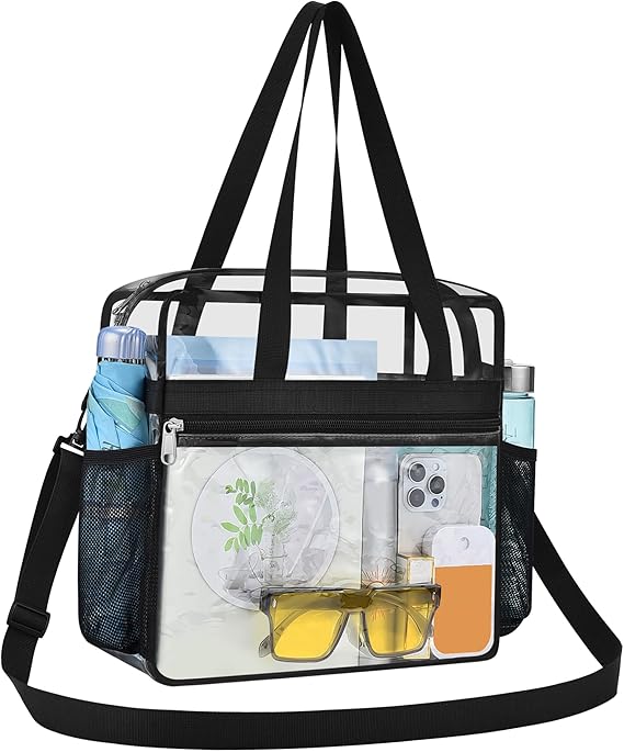 USPECLARE Clear Bag for Stadium Events,Transparent Bag for Work Sports Games Concerts Travel Gym