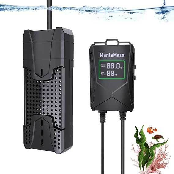 Submersible Aquarium Heater,300W/500W/800W/1000W Fish Tank Heater | 20-300 Gal Aquarium Heater for Fresh & Saltwater, Intelligent Leaving Water Automatica Stop Heating, Overheating Protection