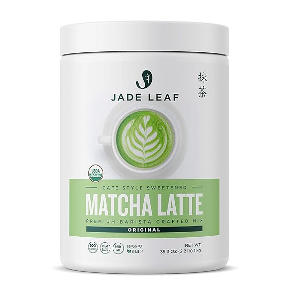 Jade Leaf Matcha Organic Matcha Latte Mix - Bulk Value Size - Lightly Sweet Japanese Matcha Powder with Organic Cane Sugar for Cafe Style Blend, 35.3 Ounce / 1000g (Pack of 1)