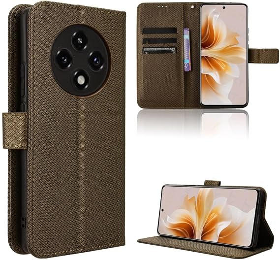 Compatible with Oppo A3 Pro 5G Leather Case Cover,PU Leather flip Cover Compatible with Oppo A3 Pro 5G PJY110 Case Cover Brown