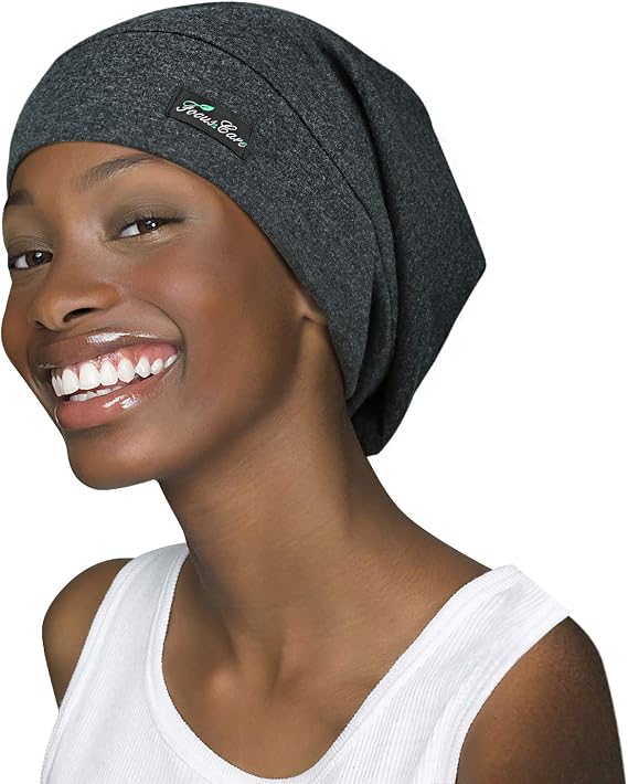FocusCare Satin Lined Sleep Slouchy Cap Curly Girl Slap Headwear Gifts for Frizzy Hair Women