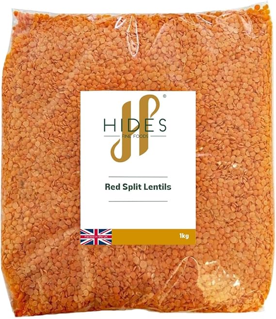 Hides Fine Foods - Red Split Lentils 1kg - GMO Free - Suitable for Vegetarians - Cooking - Stewing - Soups - Dhal - Curries - Supports Digestive Health