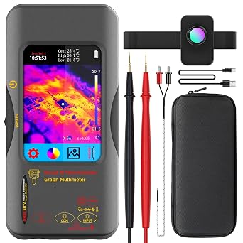 BSIDE Thermal Camera Multimeter Date Recorder with Macro Lens, 320x320 IR Resolution with 15 Thermal Palettes, 20000 Counts with 3.98" Touch LCD, Measures Cap Amp Temp Diode for PCB Circuit Break DIY