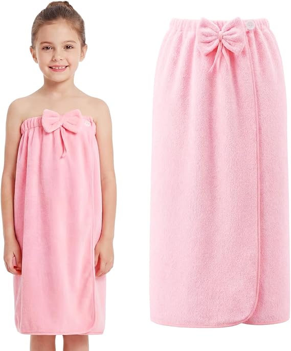 Girls Bath Towel Wrap Kids Body Spa Wrap Towel, 1 Pcs, Pink