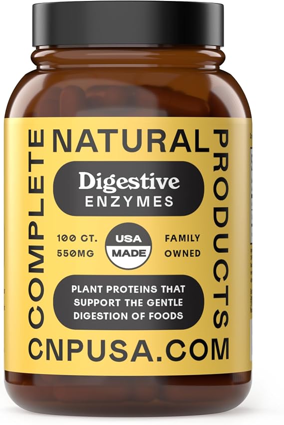 Complete Natural Products Digestive Enzyme Capsules, 550mg, 100ct | Plant-Based Formula, Organic Capsule Shell, Supports Digestive Balance & Nutrient Absorption