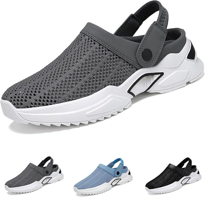 Men's Orthopedic Sandals with Arch Support Breathable Slip On | Orthopedic sandals with arch support, breathable mesh upper, dual-wear heel strap, and non-slip outsole for summer comfort