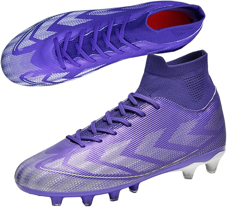 HESBITEUL Mens Soccer Cleats Indoor: AG Football Boots Athletic Breathable for Outdoor - Futsal Socking Boots for Youth Professional Training