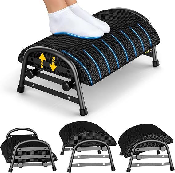 YEASHEIN Adjustable Foot Rest for Under Desk at Work, 6 Positions - Black