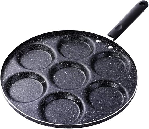 Breakfast Omelette Pan, 7 Hole Frying Pan Non-stick Pancake Mold, Easy to Clean Lazy Pan