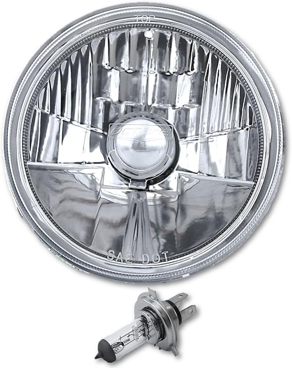 Octane Lighting 5-3/4" Crystal Clear Halogen Headlight Diamond Headlamp 12V 60/55W H4 Conversion Light Bulb